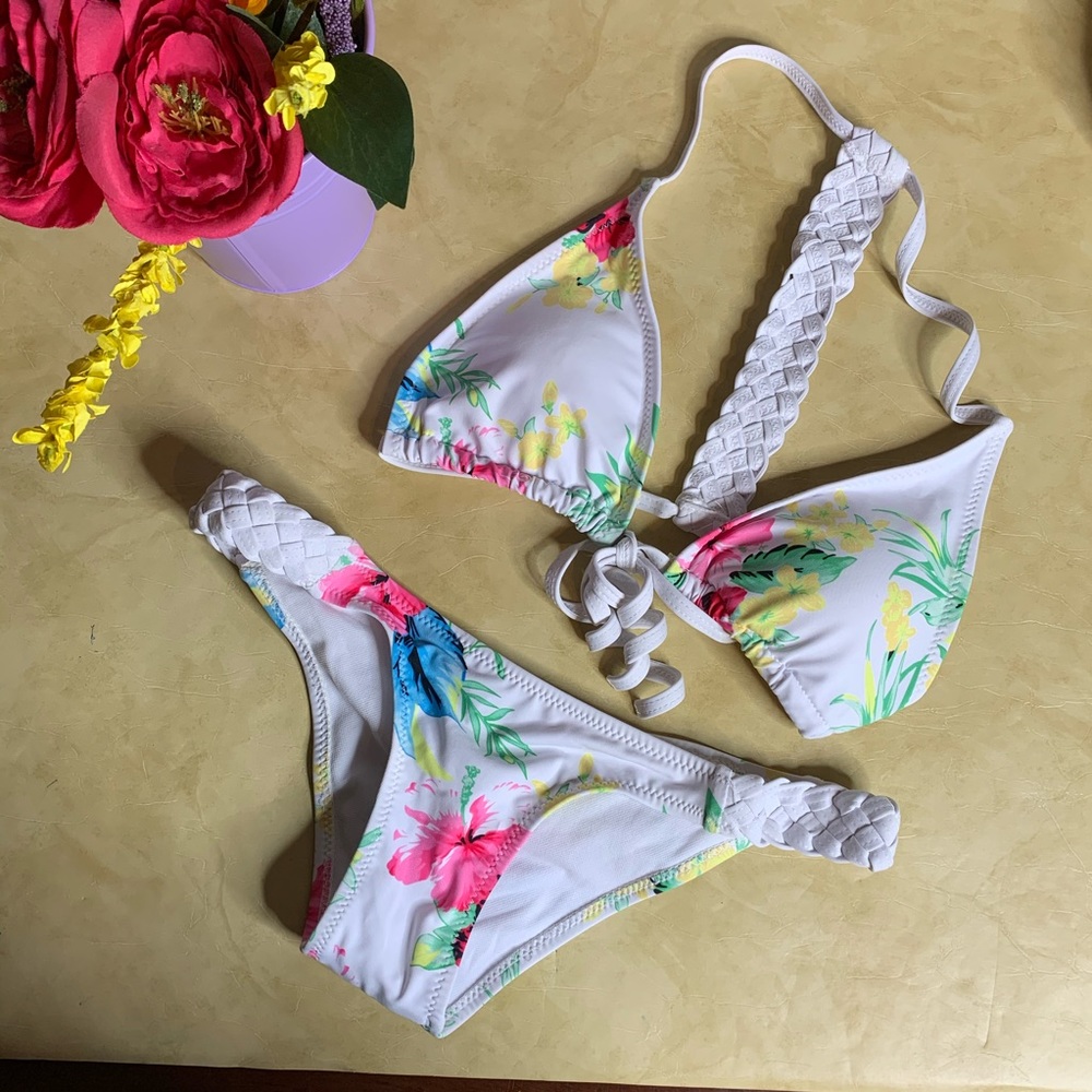 NWT C Apparel Cheeky Gal Floral Bikini Set